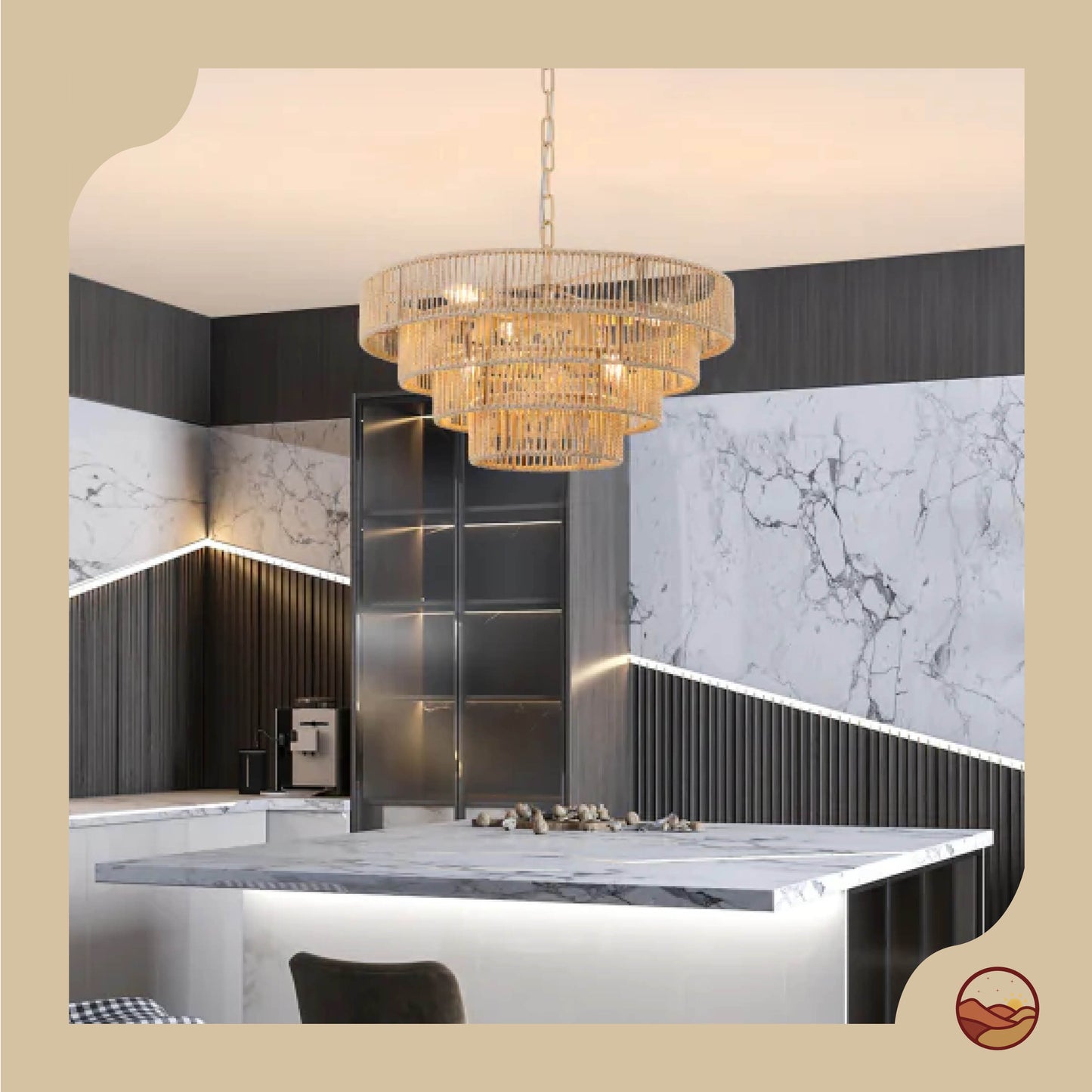 Bohemian Woven Rattan Chandelier