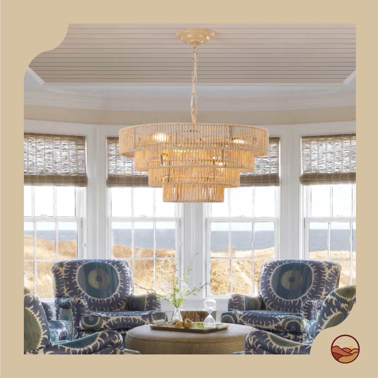 Bohemian Woven Rattan Chandelier