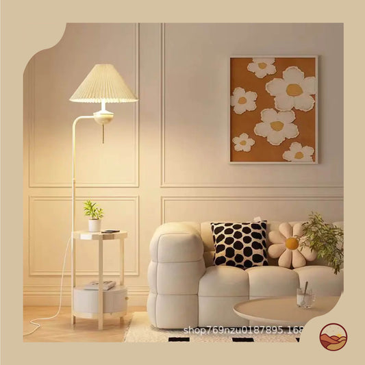 Cream Style Floor Lamp with Wireless Charging Table