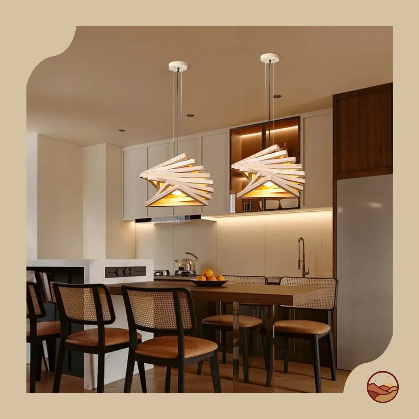 Retro Wood Innovative Layer Design Chandelier