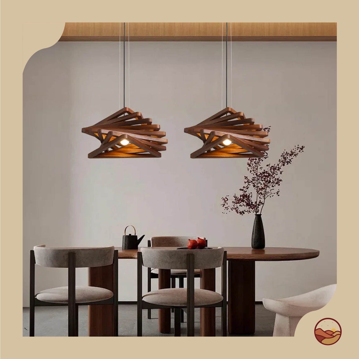 Retro Wood Innovative Layer Design Chandelier