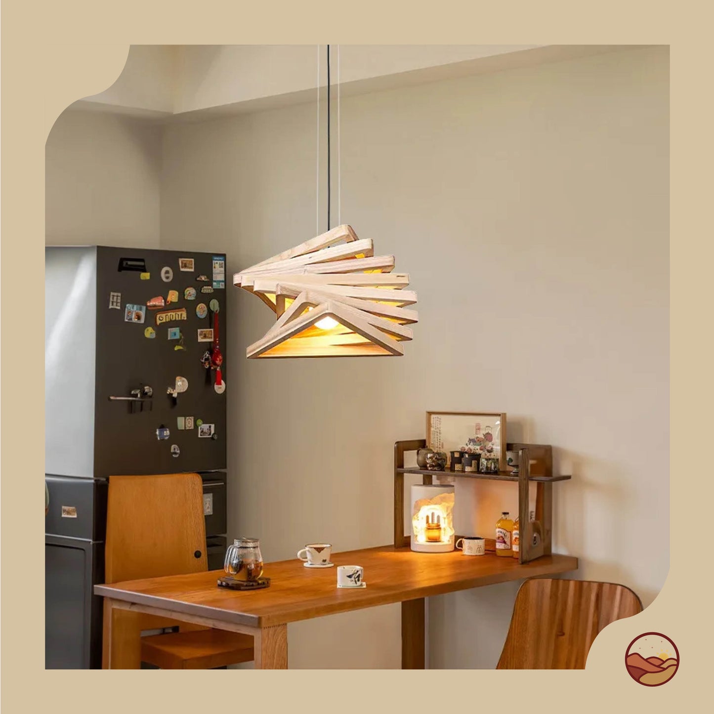 Retro Wood Innovative Layer Design Chandelier