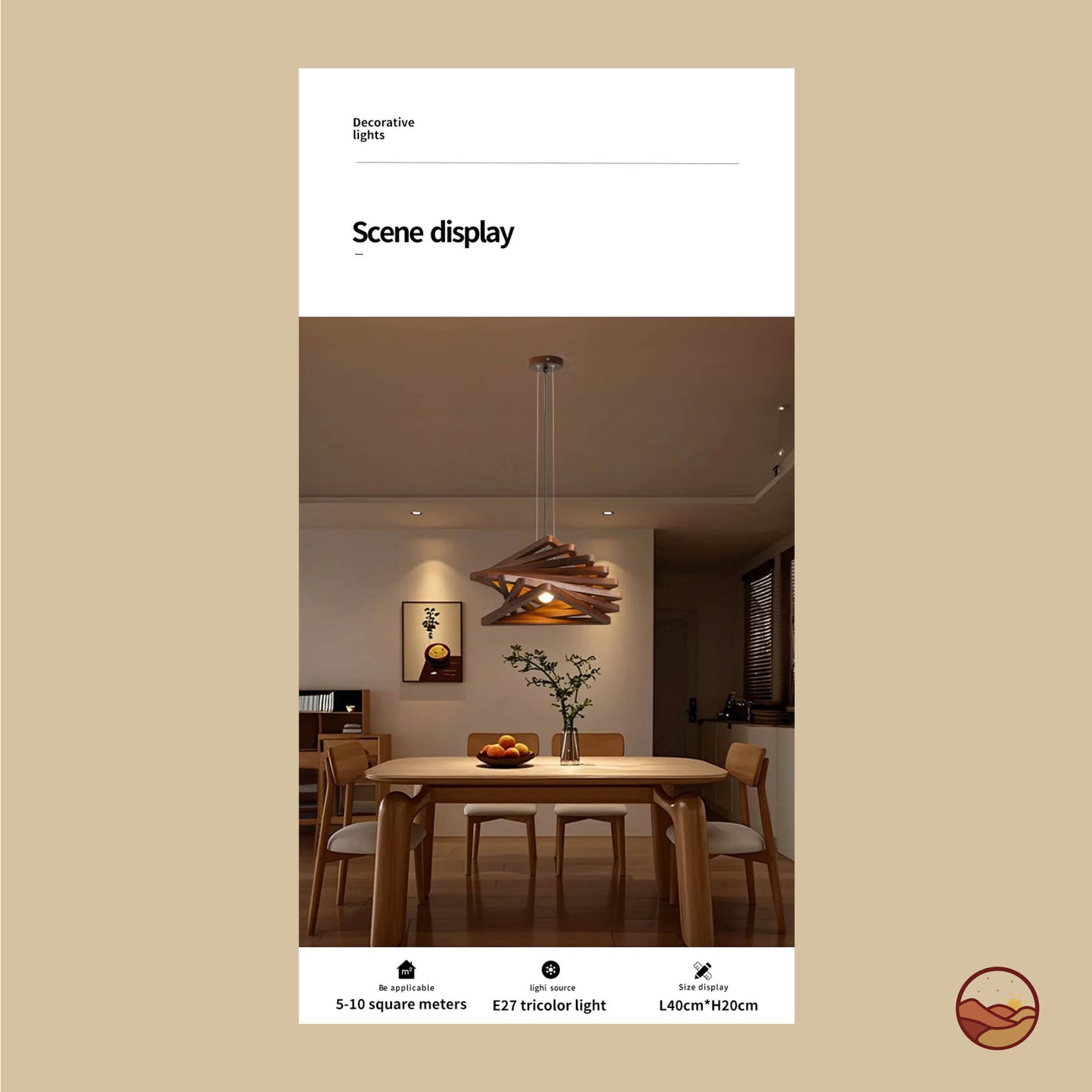 Retro Wood Innovative Layer Design Chandelier