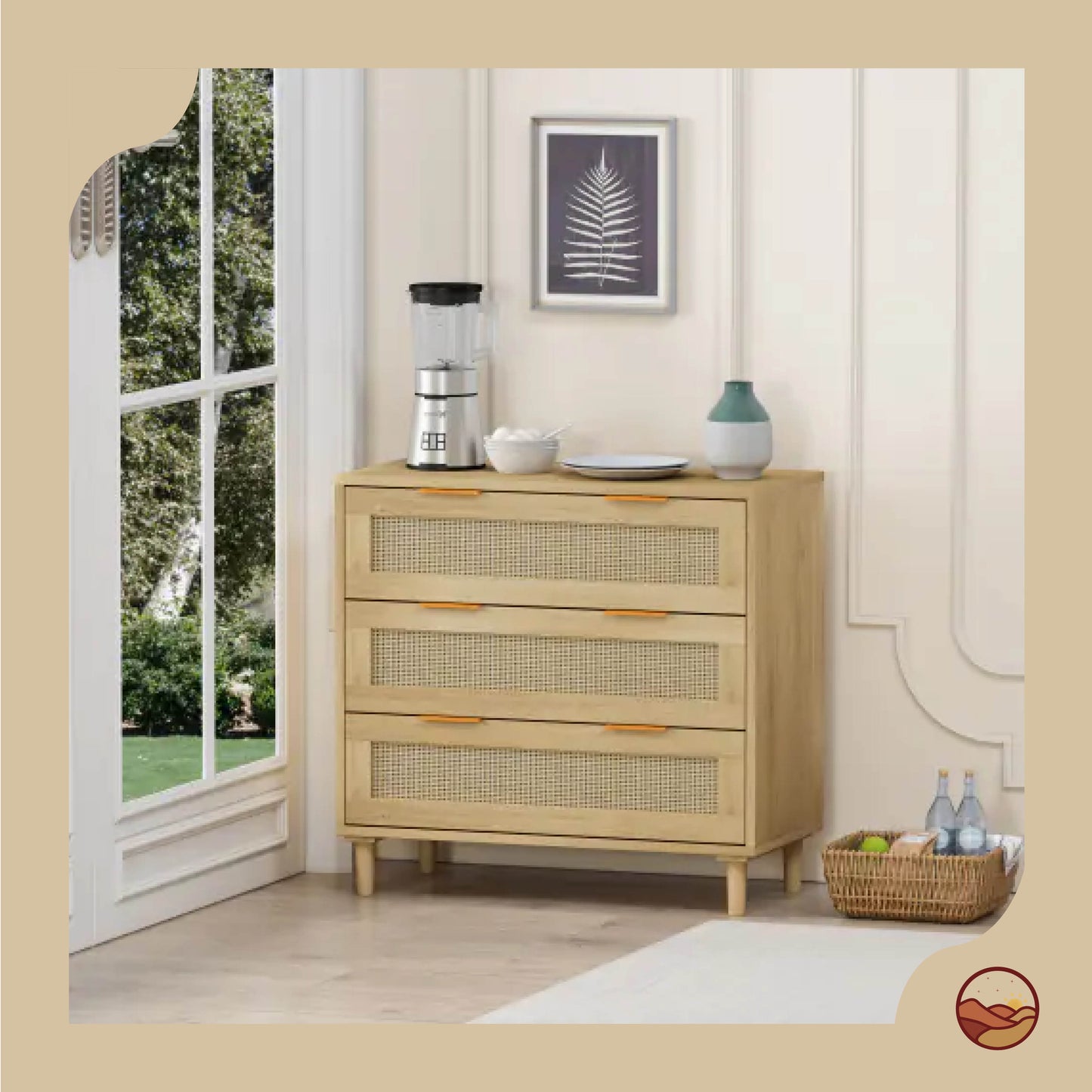 Vintage Rattan Storage Cabinet