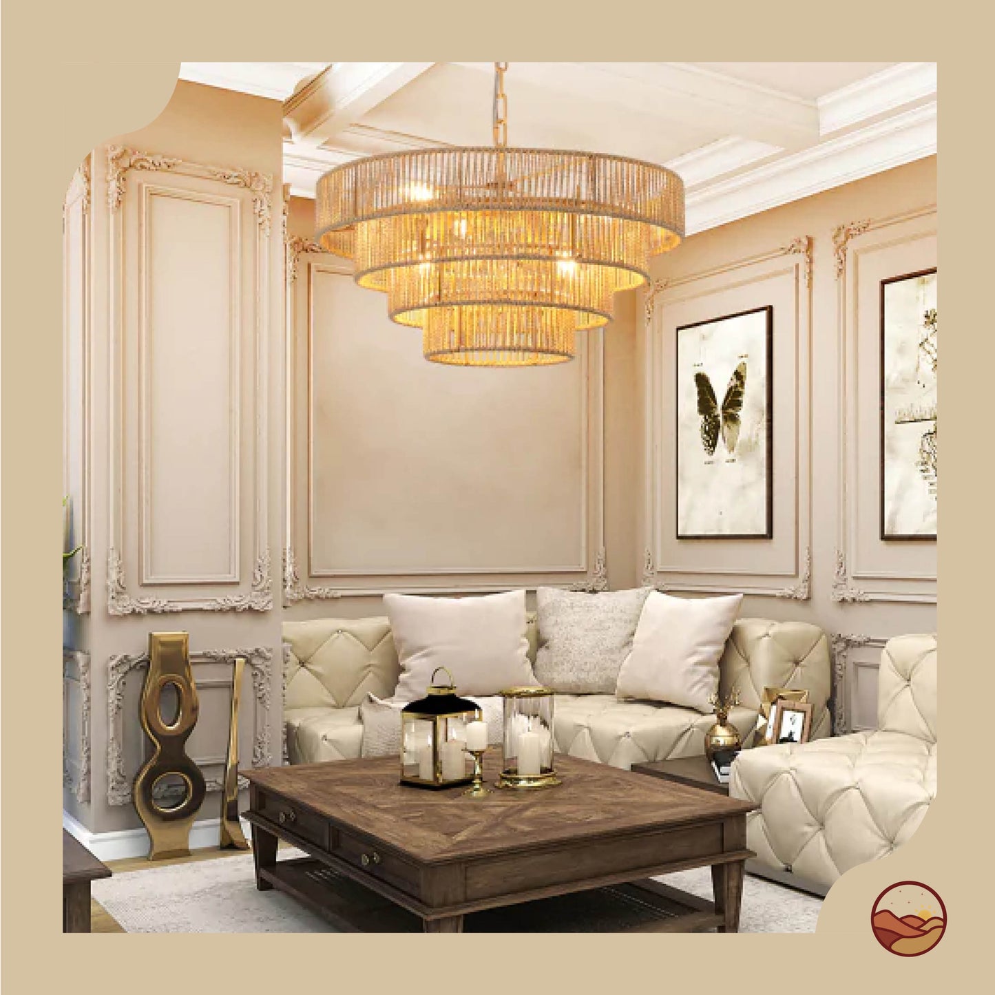 Bohemian Woven Rattan Chandelier