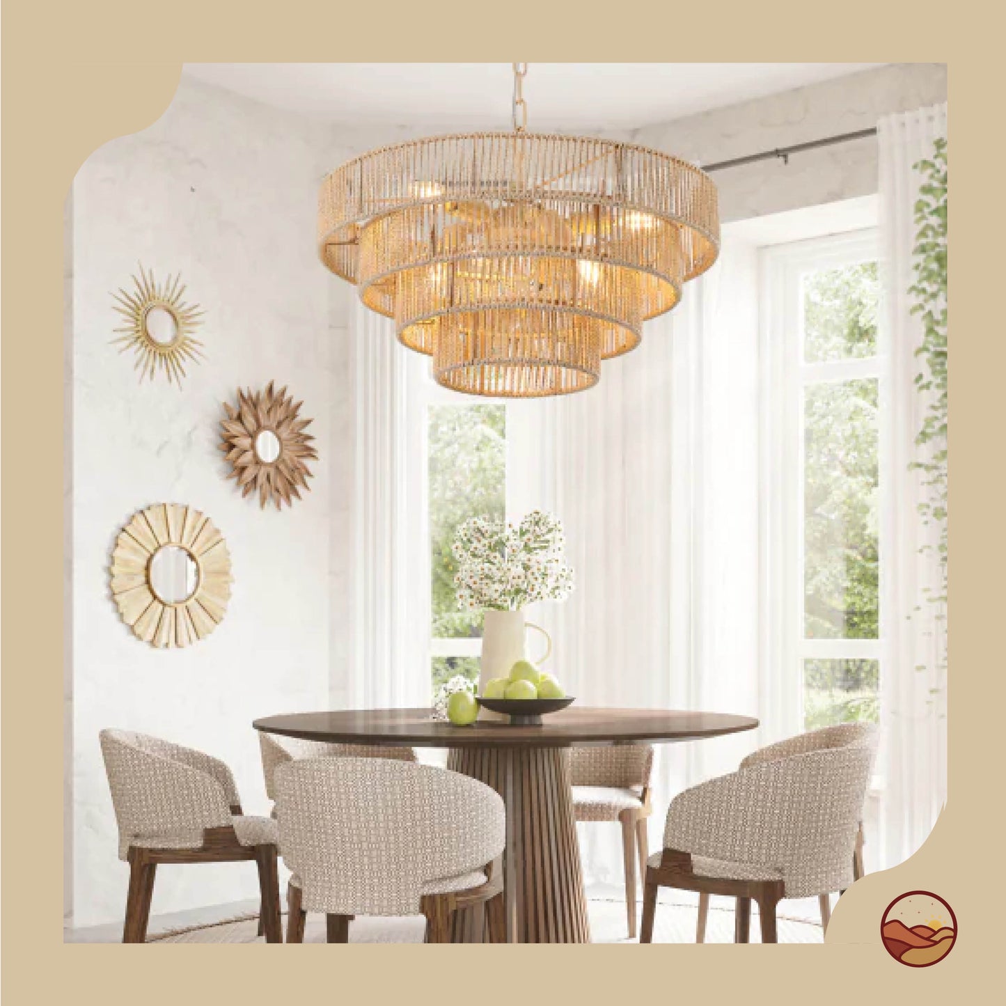 Bohemian Woven Rattan Chandelier