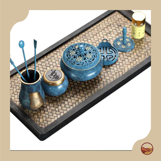 Brass Incense Burner Set with Tools and Ash Cup