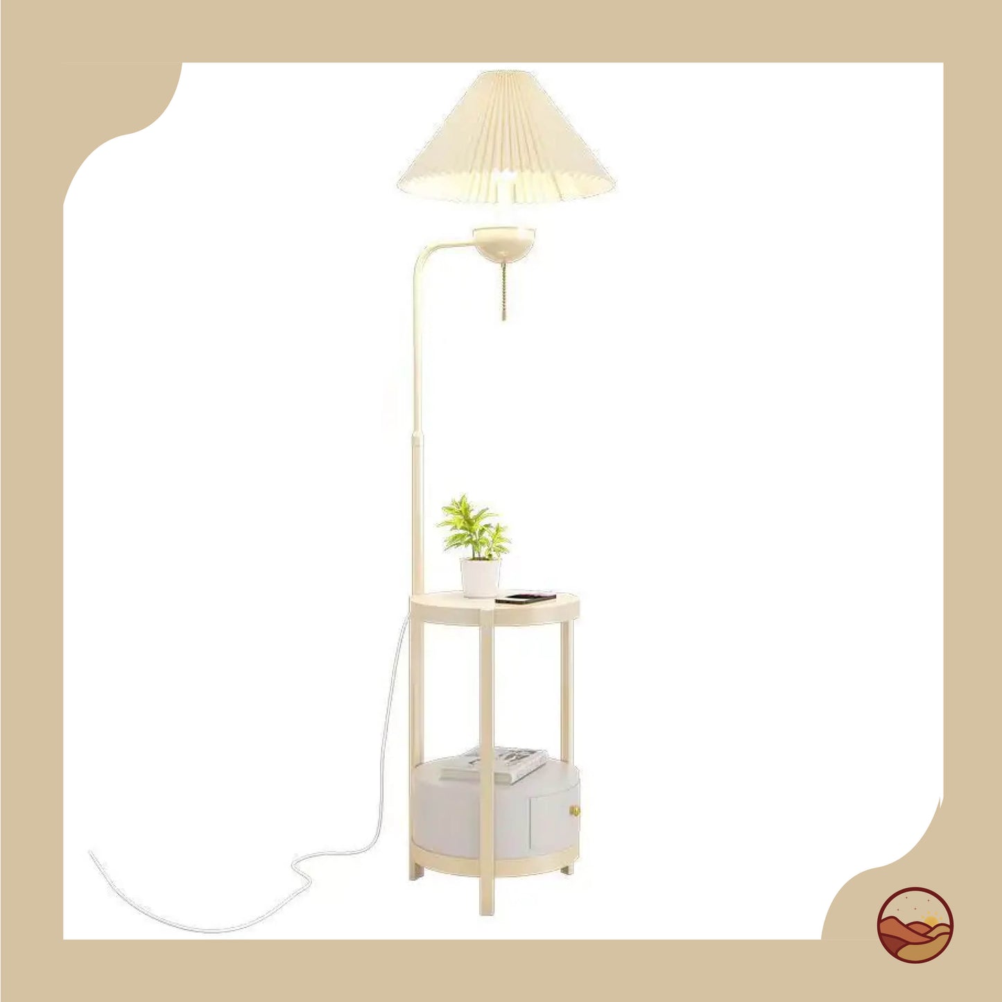 Cream Style Floor Lamp with Wireless Charging Table