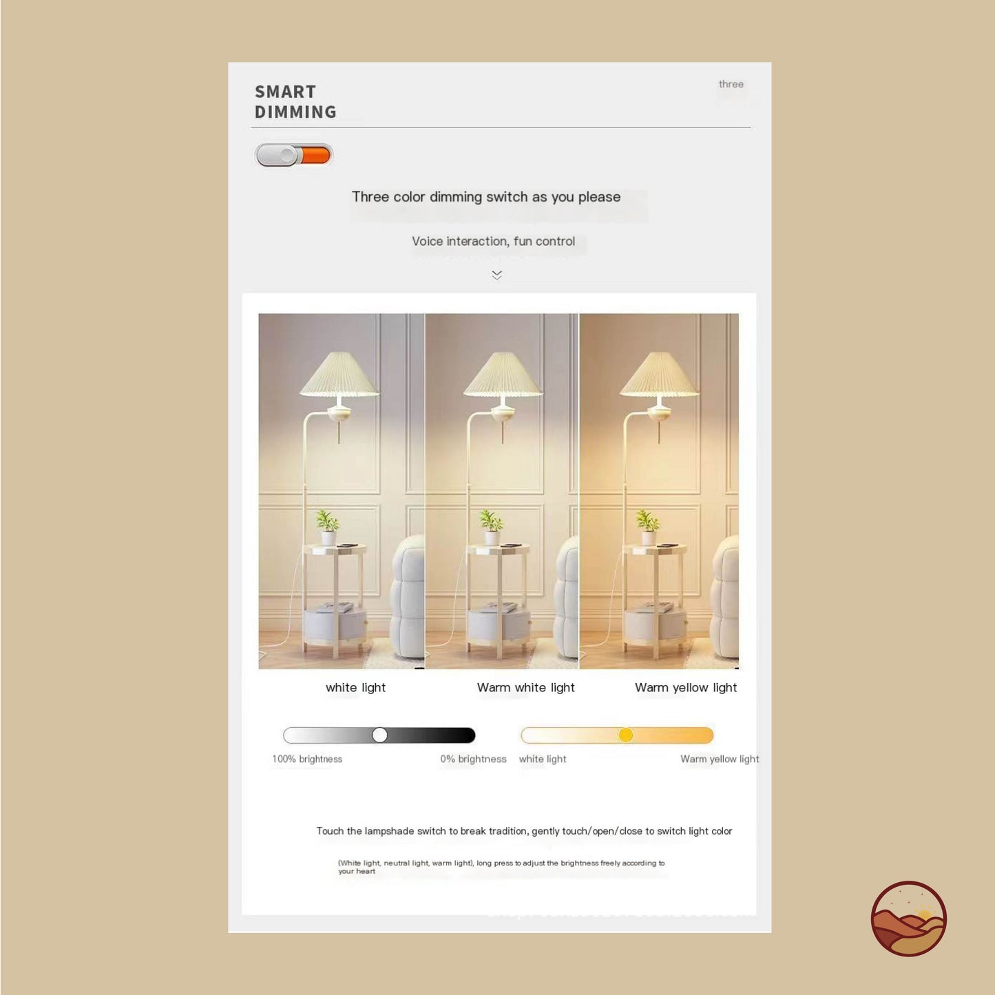 Cream Style Floor Lamp with Wireless Charging Table