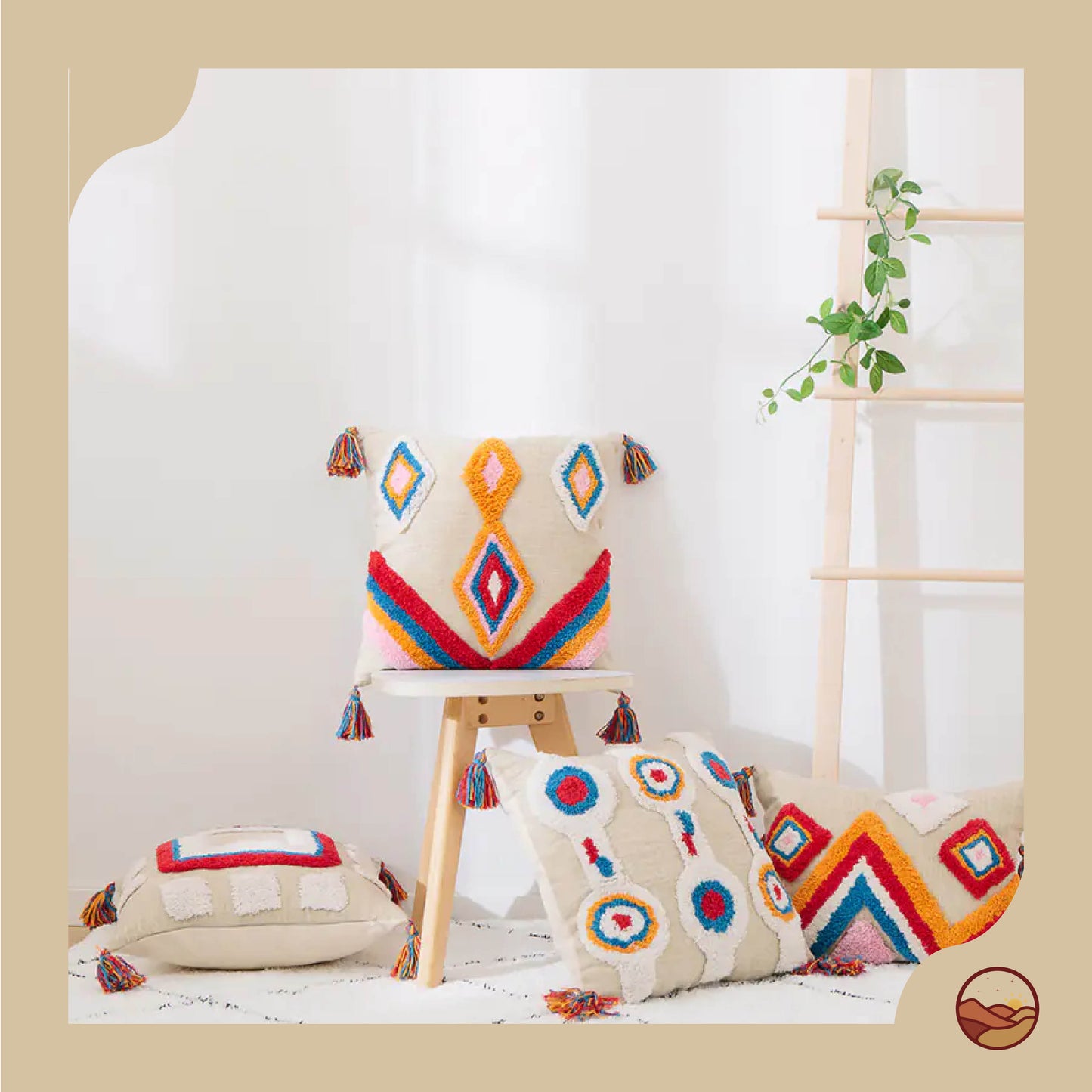 Handcrafted Oriental Tassel Pillow Cover