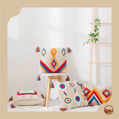 Handcrafted Oriental Tassel Pillow Cover