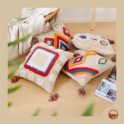 Handcrafted Oriental Tassel Pillow Cover