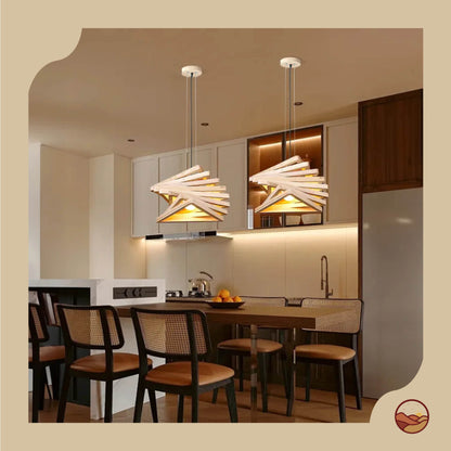 Retro Wood Innovative Layer Design Chandelier
