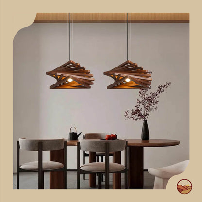 Retro Wood Innovative Layer Design Chandelier