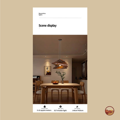 Retro Wood Innovative Layer Design Chandelier