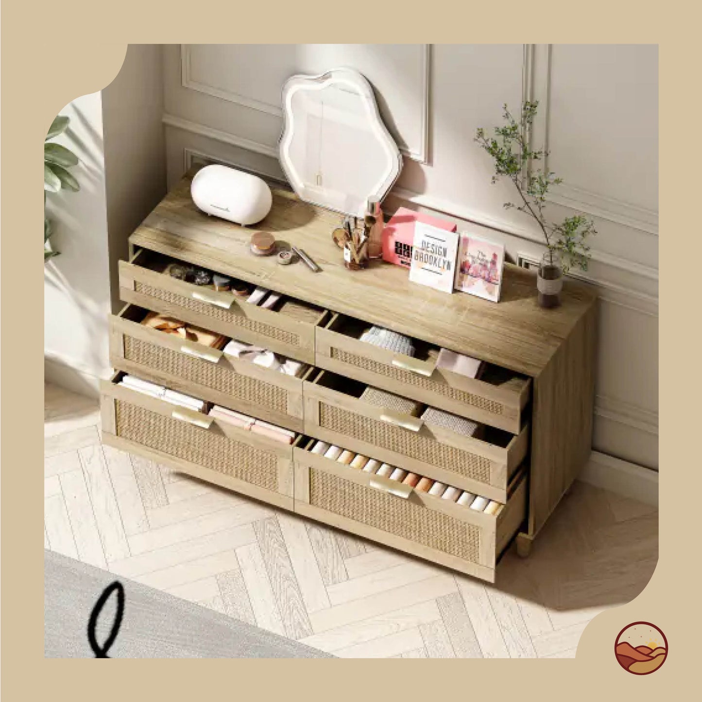 Vintage Rattan Dresser